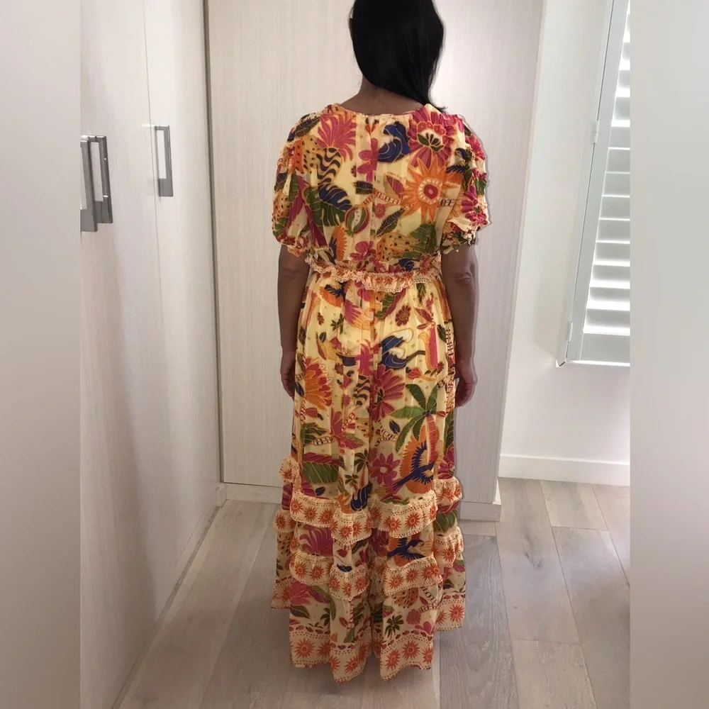 FARM Rio Yellow Rio Tapestry Maxi Dress sz small - Picture 5 of 12